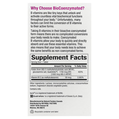 Natural Factors, BioCoenzymated®, Folate + B12, 60 Quick-Dissolve Tablets