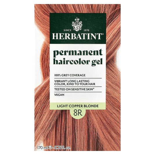 Herbatint, Permanent Haircolor Gel, 8R Light Copper Blonde, 5.75 fl oz (170 ml)