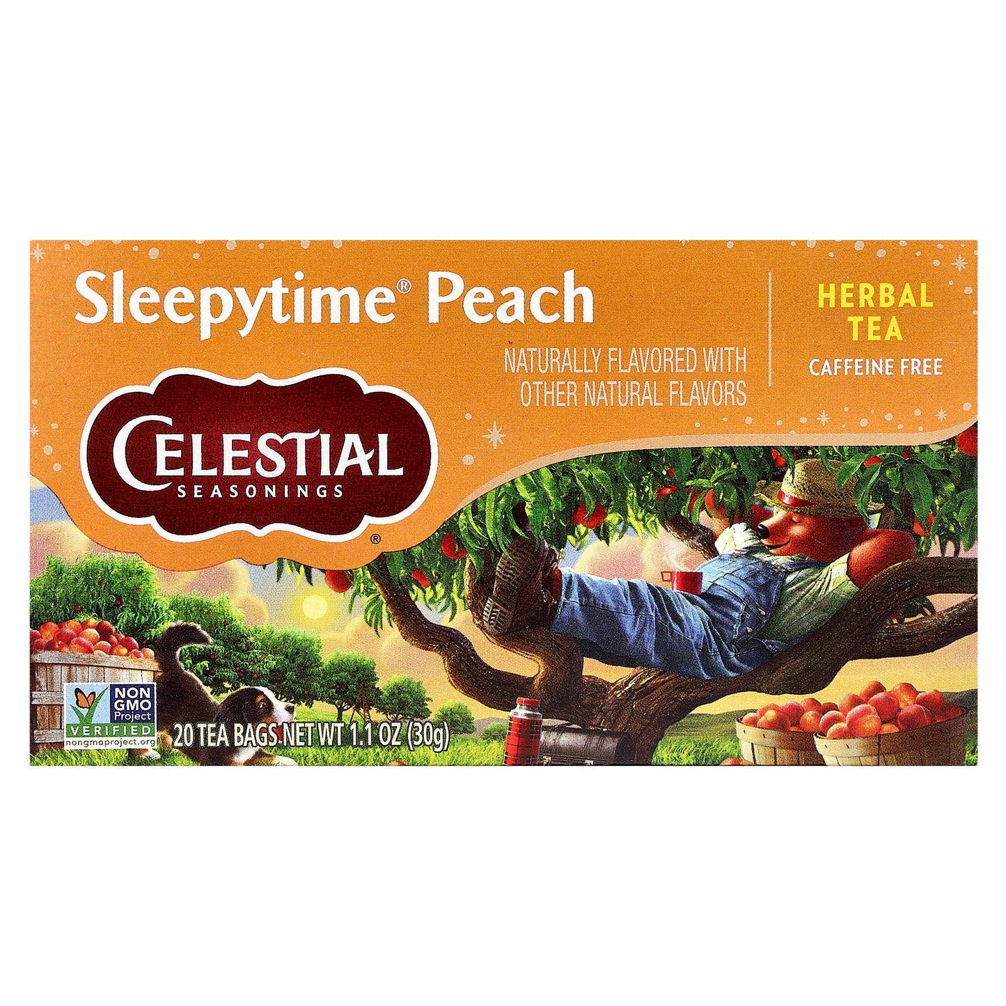 Celestial Seasonings, Herbal Tea, Sleepytime® Peach, Caffeine Free, 20 Tea Bags, 1.1 oz (30 g)