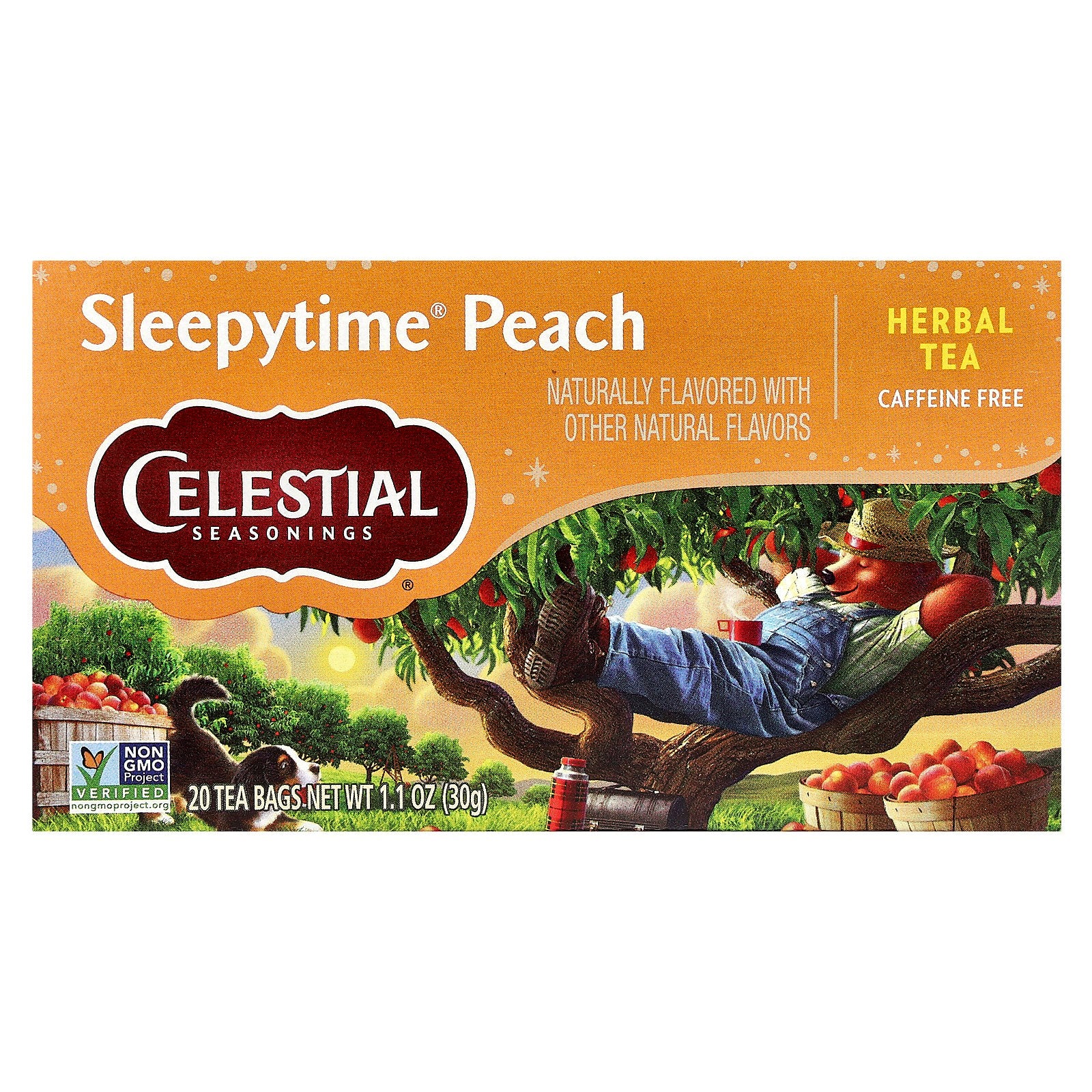 Celestial Seasonings, Herbal Tea, Sleepytime® Peach, Caffeine Free, 20 Tea Bags, 1.1 oz (30 g)