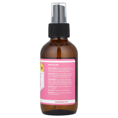 Leven Rose, 100% Organic & Natural, Witch Hazel Toner, 4 fl oz (118 ml)