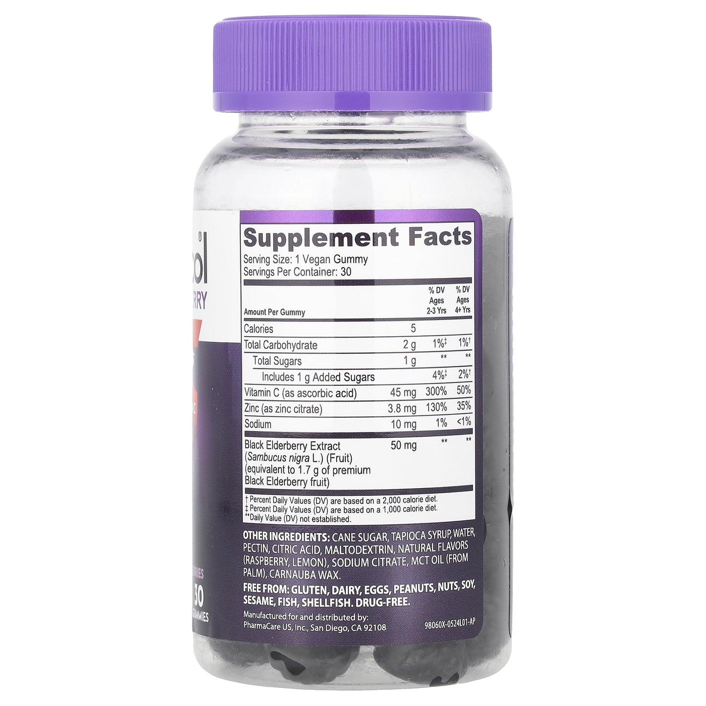 Sambucol, Kids Black Elderberry Gummies + Vitamin C  + Zinc, Ages 2+, 30 Gummies