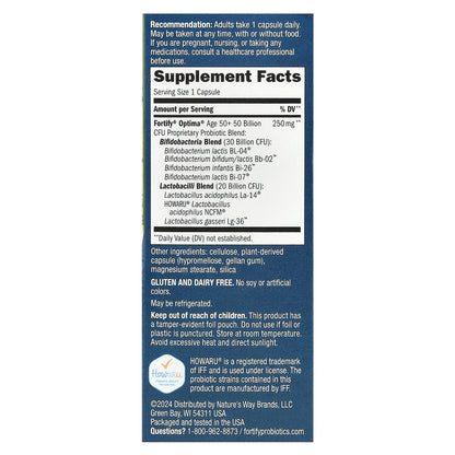 Nature's Way, Optima® Probiotic, Fortify® 50+, 50 Billion CFU, 30 Delayed-Release Capsules
