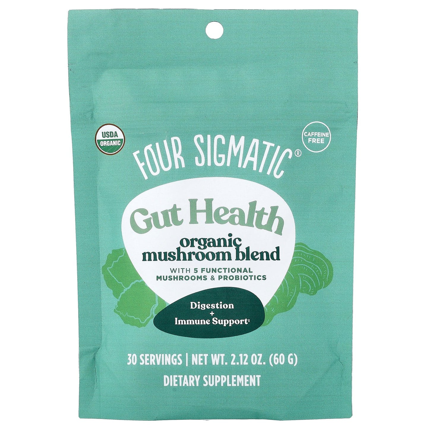 Four Sigmatic, Gut Health, Organic Mushroom Blend, Caffeine Free, 2.12 oz (60 g)