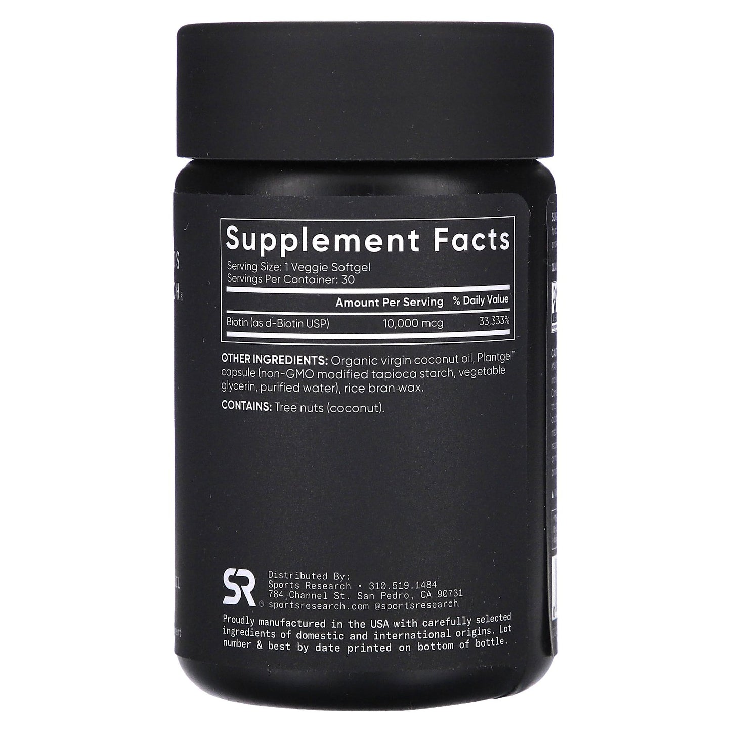 Sports Research, Biotin, Max Strength, 10,000 mcg, 30 Veggie Softgels