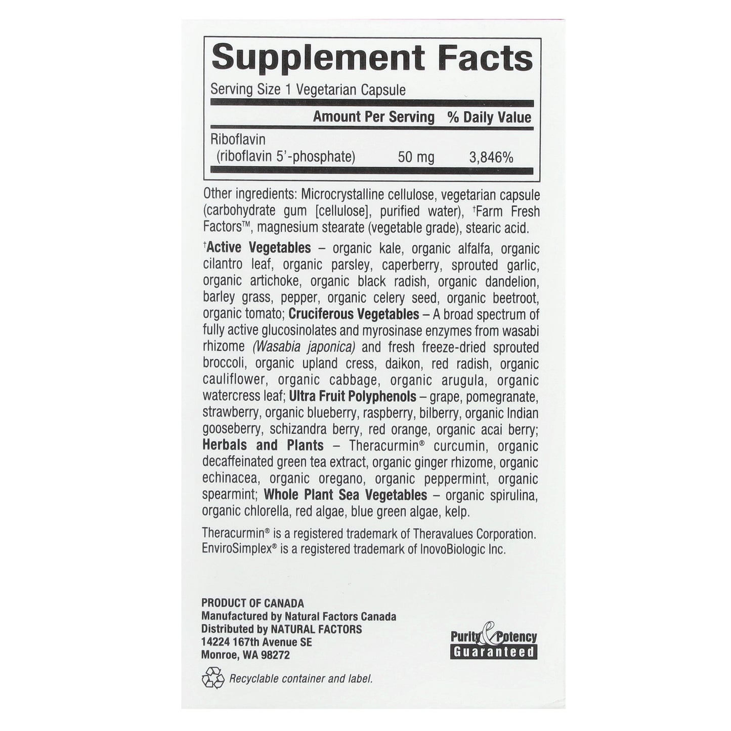 Natural Factors, BioCoenzymated™, B2, Riboflavin 5'-Phosphate, 50 mg, 30 Vegetarian Capsules