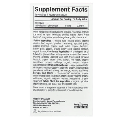 Natural Factors, BioCoenzymated™, B2, Riboflavin 5'-Phosphate, 50 mg, 30 Vegetarian Capsules