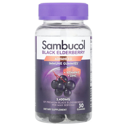 Sambucol, Black Elderberry, Advanced Immune Gummies + Vitamin C + Zinc, 30 Gummies