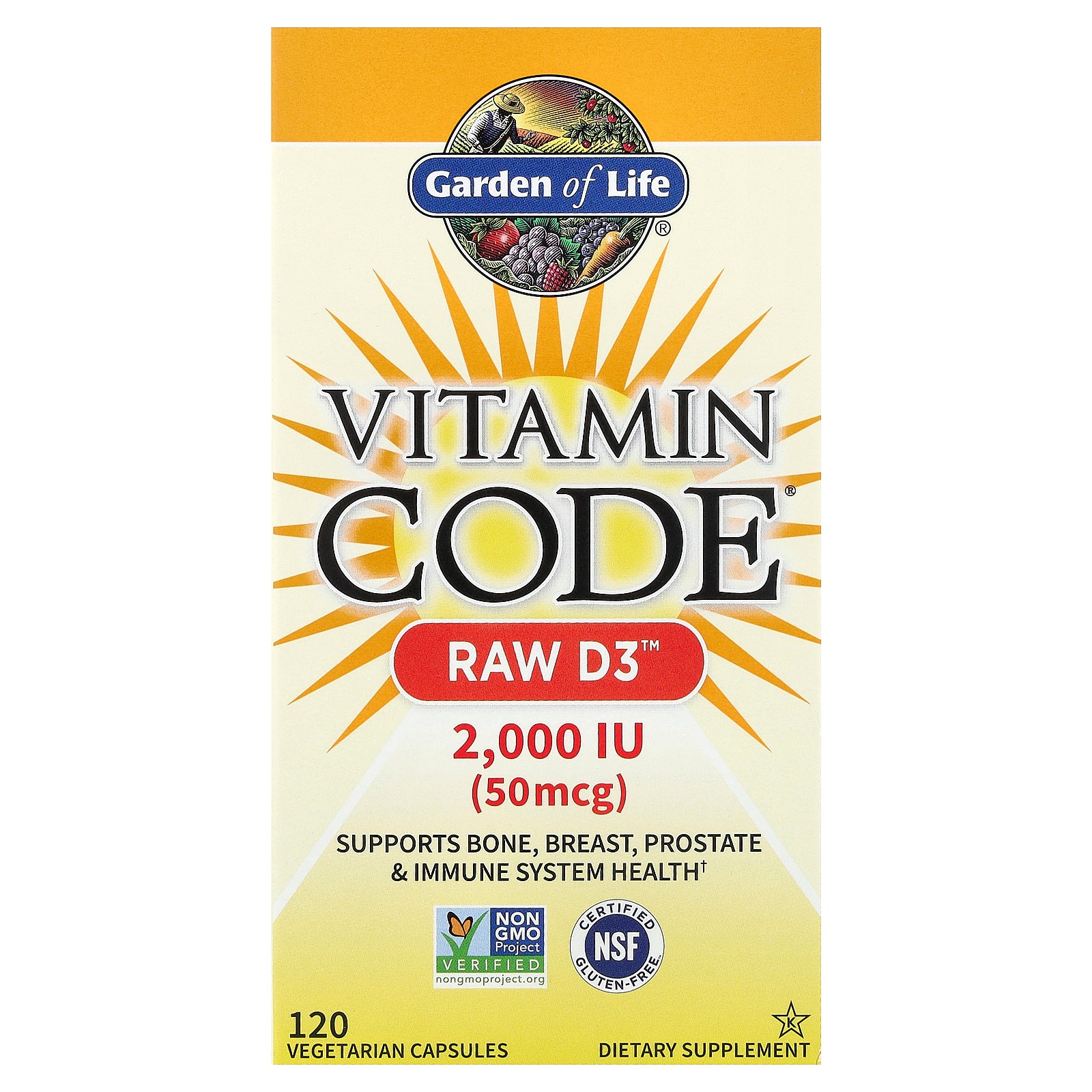 Garden of Life, Vitamin Code®, RAW D3™, 120 Vegetarian Capsules