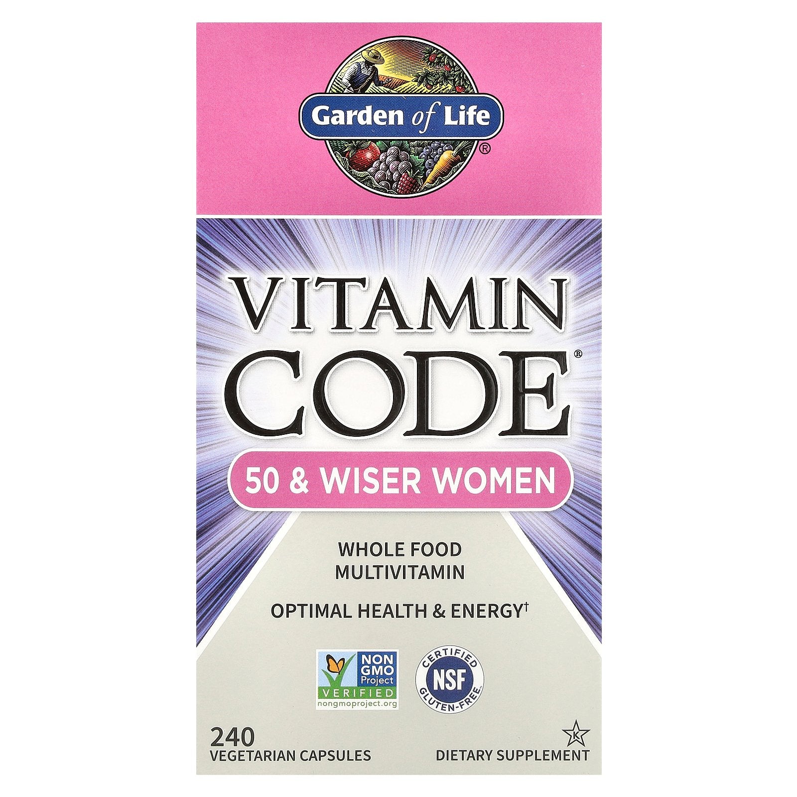 Garden of Life, Vitamin Code®, Whole Food Multivitamin for Women, 50 +, 240 Vegetarian Capsules