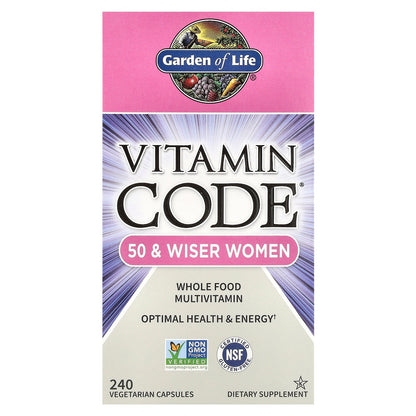 Garden of Life, Vitamin Code®, Whole Food Multivitamin for Women, 50 +, 240 Vegetarian Capsules
