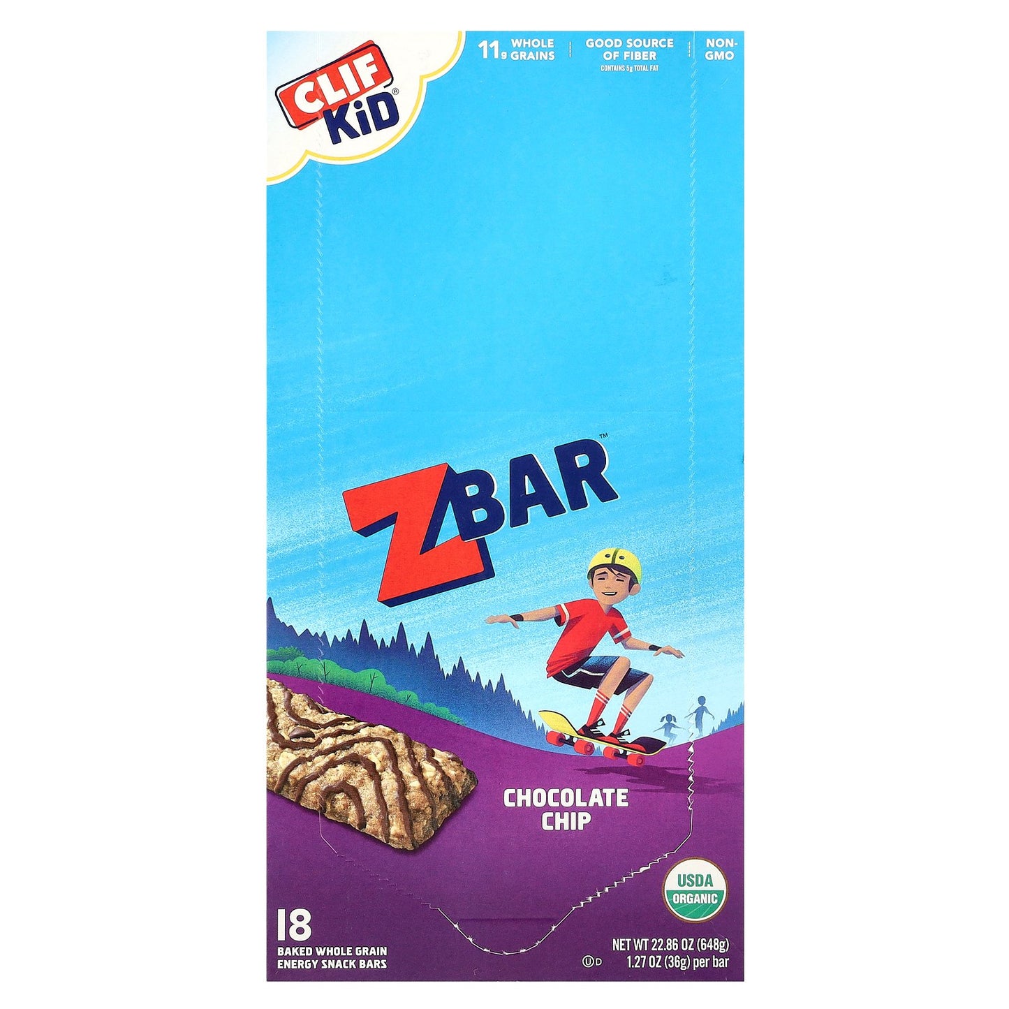 Clif Bar, Clif Kid®, Z Bar™, Chocolate Chip, 18 Bars, 1.27 oz (36 g) Each