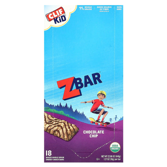 Clif Bar, Clif Kid®, Z Bar™, Chocolate Chip, 18 Bars, 1.27 oz (36 g) Each