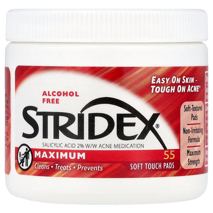 Stridex, Maximum, Alcohol Free, 55 Soft Touch Pads