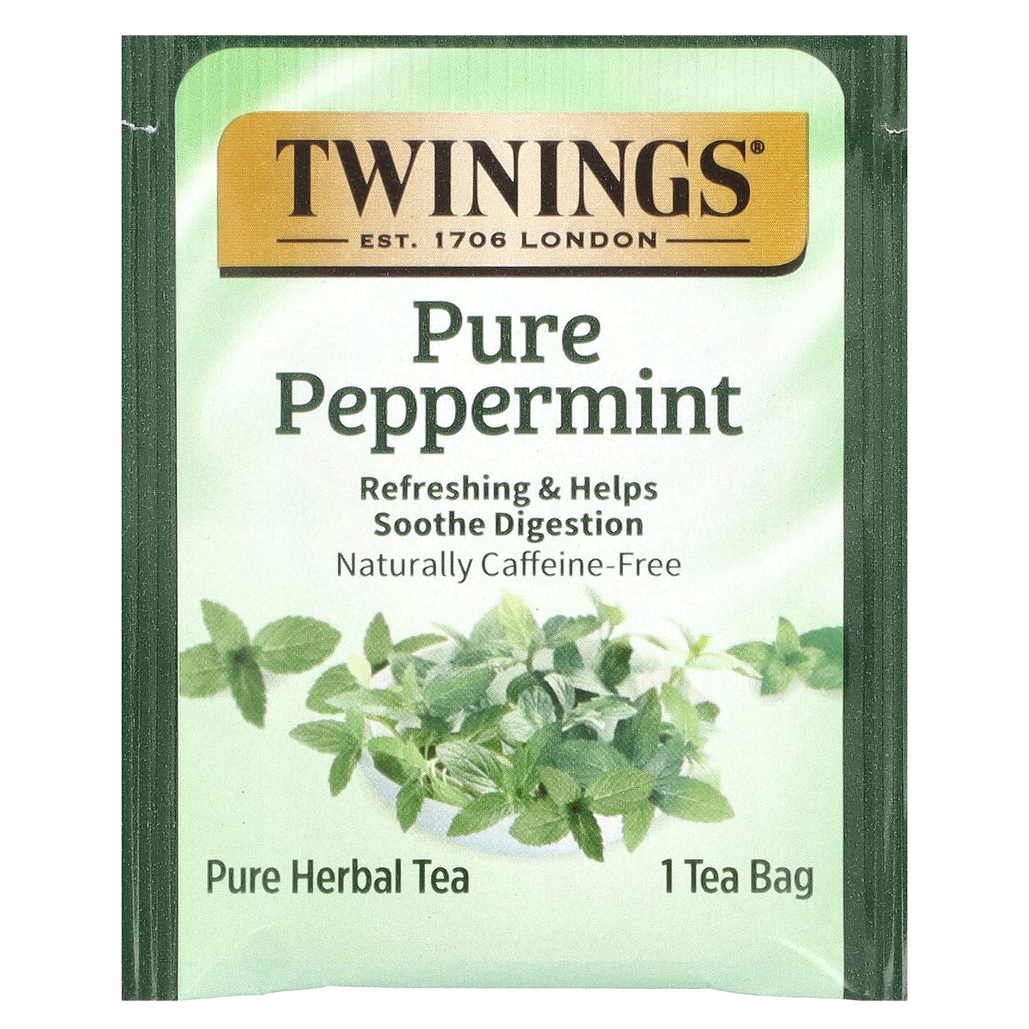 Twinings, Pure Herbal Tea, Pure Peppermint, Caffeine Free, 50 Tea Bags, 3.53 oz (100 g)