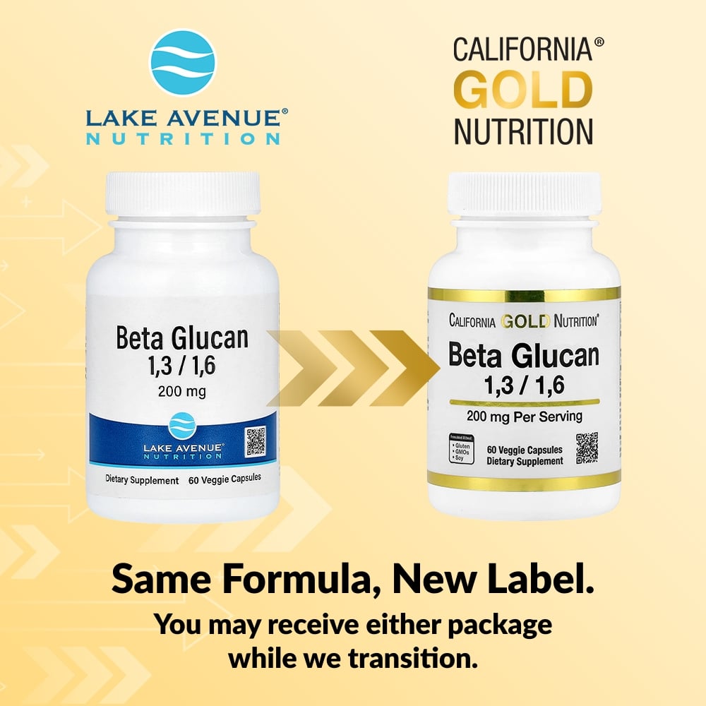 California Gold Nutrition, Beta Glucan 1-3, 1-6, 200 mg, 60 Veggie Capsules