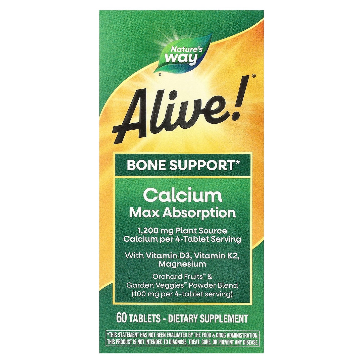 Nature's Way, Alive! Calcium, Max Absorption, 60 Tablets