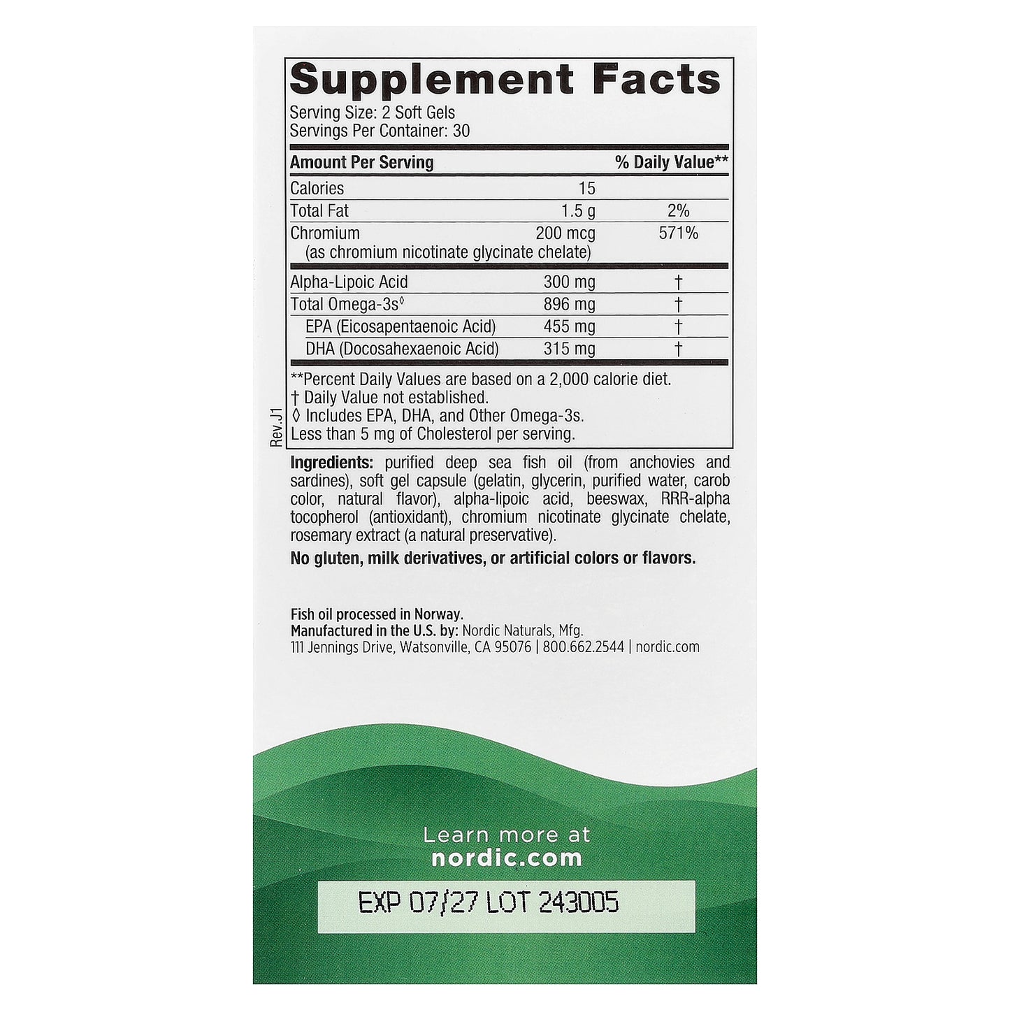 Nordic Naturals, Blood Sugar Support, Omega Blend, 60 Soft Gels