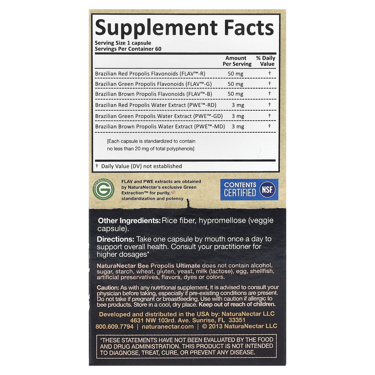 NaturaNectar, Bee Propolis Ultimate, 60 Vegetable Capsules