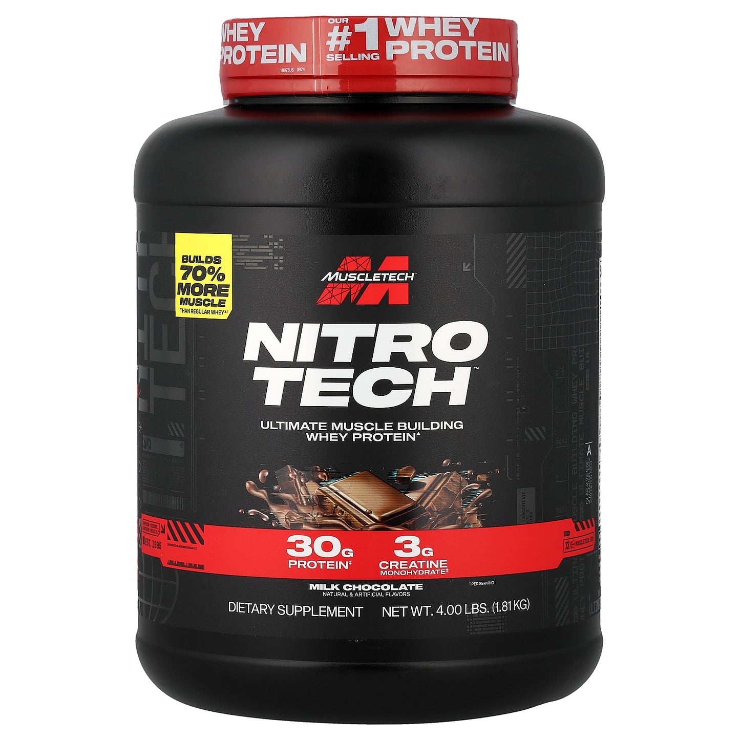 MuscleTech, Nitro-Tech™ Whey Protein, Milk Chocolate, 4 lbs (1.81 kg)