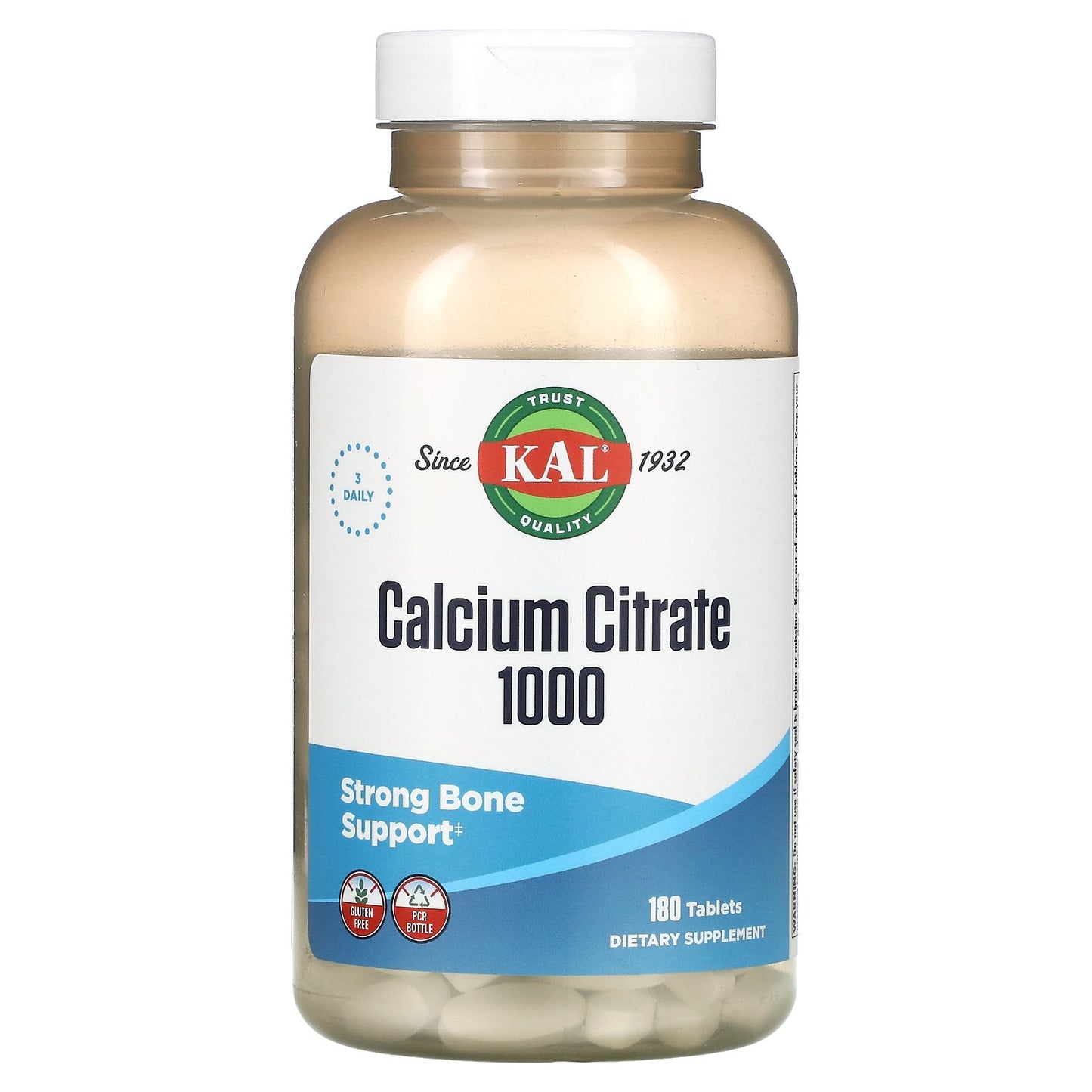 KAL, Calcium Citrate 1000, 1,000 mg, 180 Tablets (333 mg per Tablet)