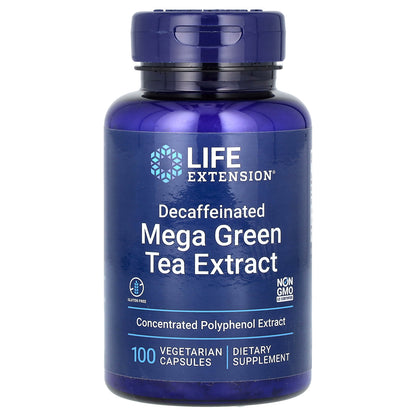 Life Extension, Mega Green Tea Extract, Decaffeinated, 725 mg, 100 Vegetarian Capsules