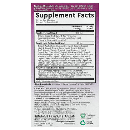 Garden of Life, RAW Resveratrol, 60 Vegan Capsules