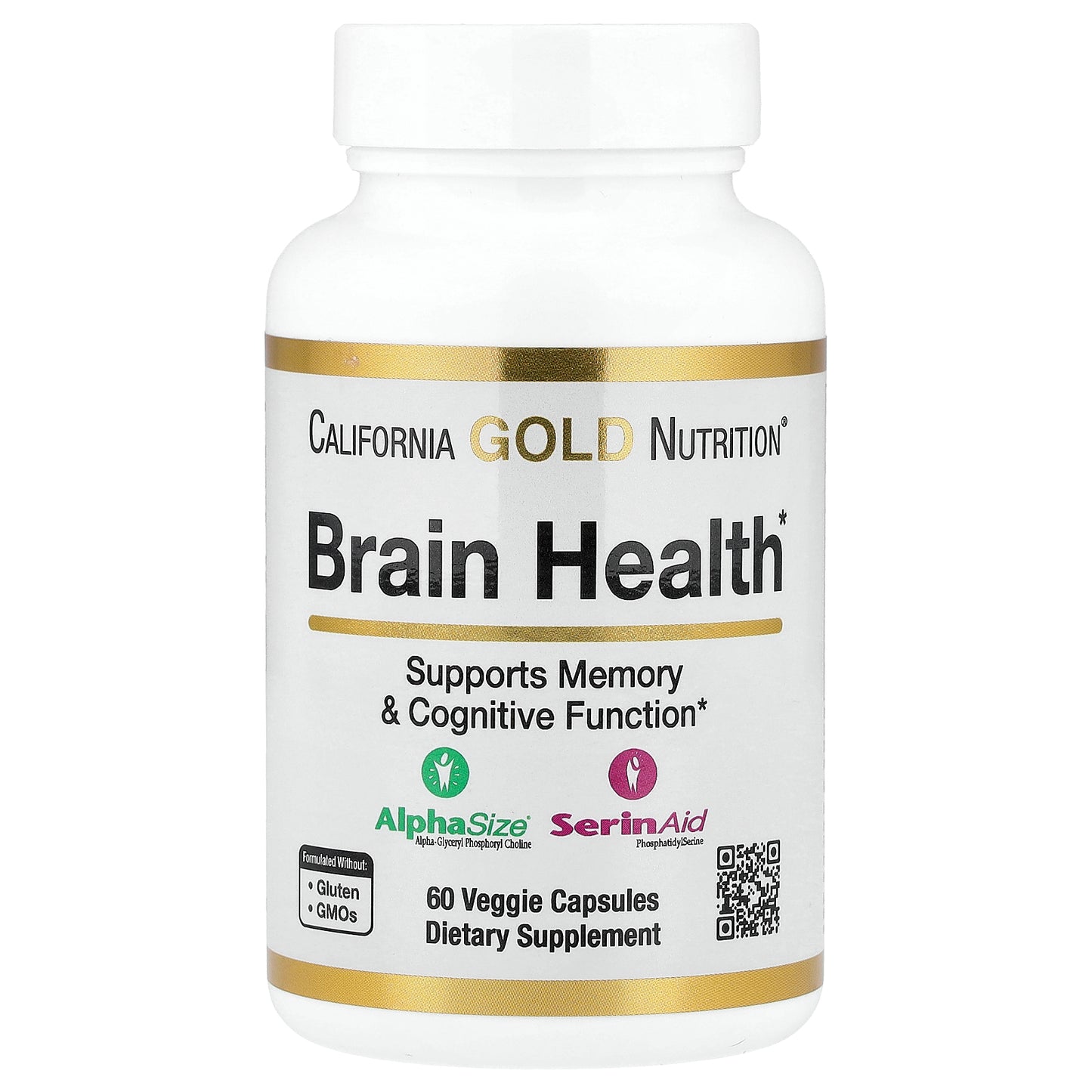 California Gold Nutrition, Brain Health with Alpha-Glycerophosphorylcholine, Calcium, Phosphorus and Phosphatidylserine, 60 Veggie Capsules