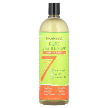 Seven Minerals, Pure Castile Soap, Mandarin & Basil, 33.8 fl oz (1 l)