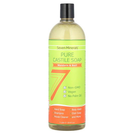 Seven Minerals, Pure Castile Soap, Mandarin & Basil, 33.8 fl oz (1 l)