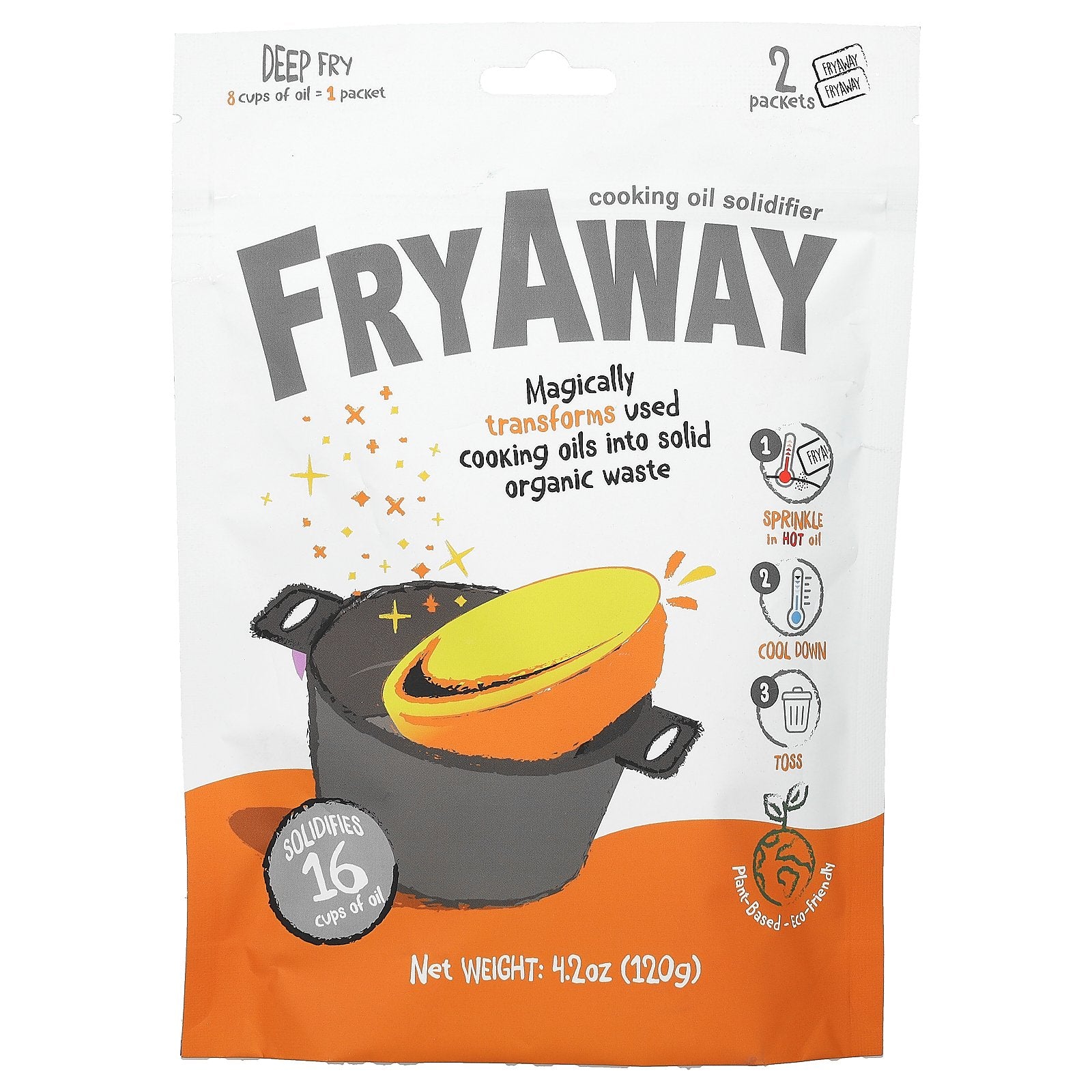 FryAway, Cooking Oil Solidifier, Deep Fry, 2 Packets, 4.2 oz (120 g)