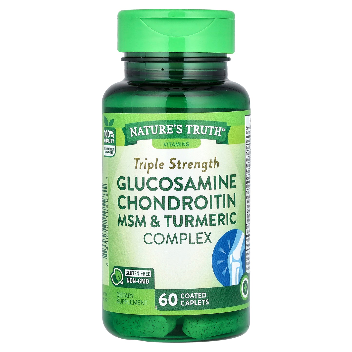 Nature's Truth, Triple Strength Glucosamine Chondroitin MSM & Turmeric Complex, 60 Coated Caplets