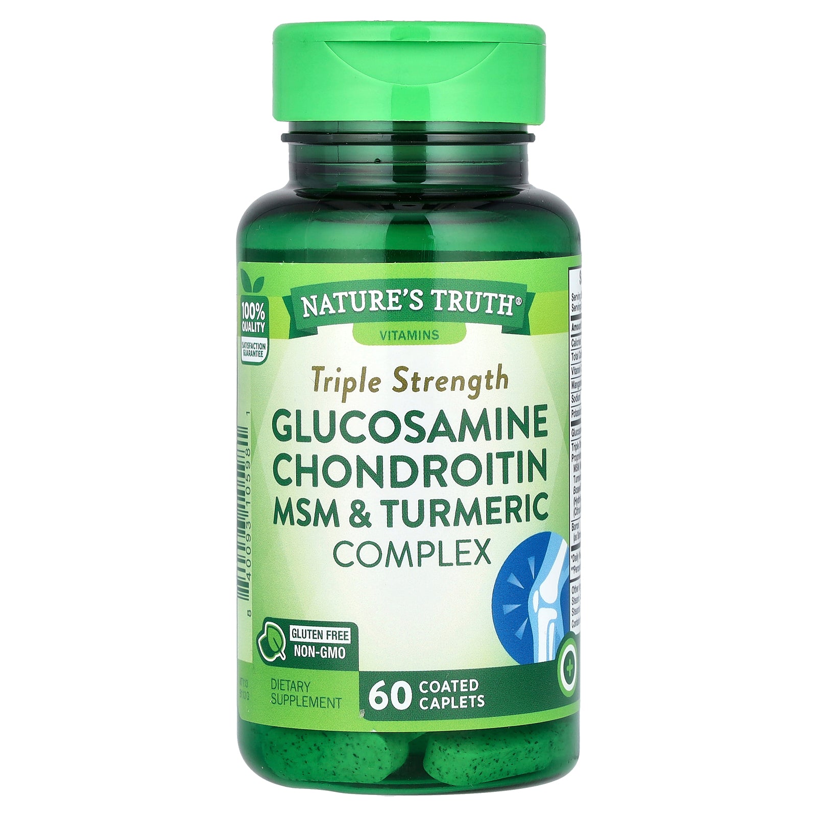 Nature's Truth, Triple Strength Glucosamine Chondroitin MSM & Turmeric Complex, 60 Coated Caplets