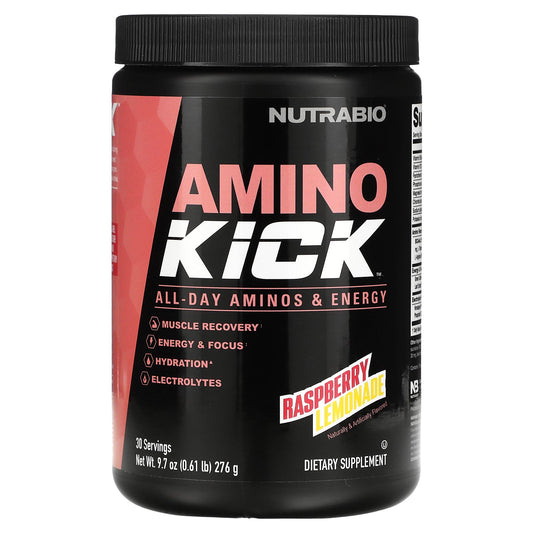 NutraBio, Amino Kick, Raspberry Lemonade, 0.61 lb (276 g)