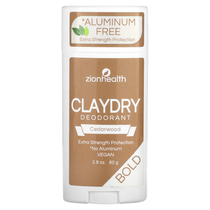 Zion Health, Bold, ClayDry Deodorant, Cedarwood, 2.8 oz (80 g)