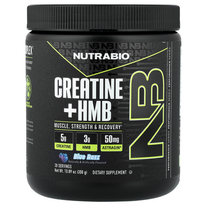 NutraBio, Creatine + HMB, Blue Razz, 10.89 oz (308 g)