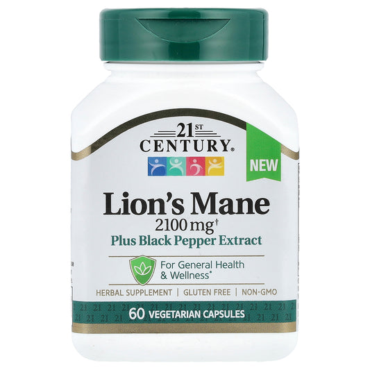 21st Century, Lion's Mane, 2,100 mg, 60 Vegetarian Capsules