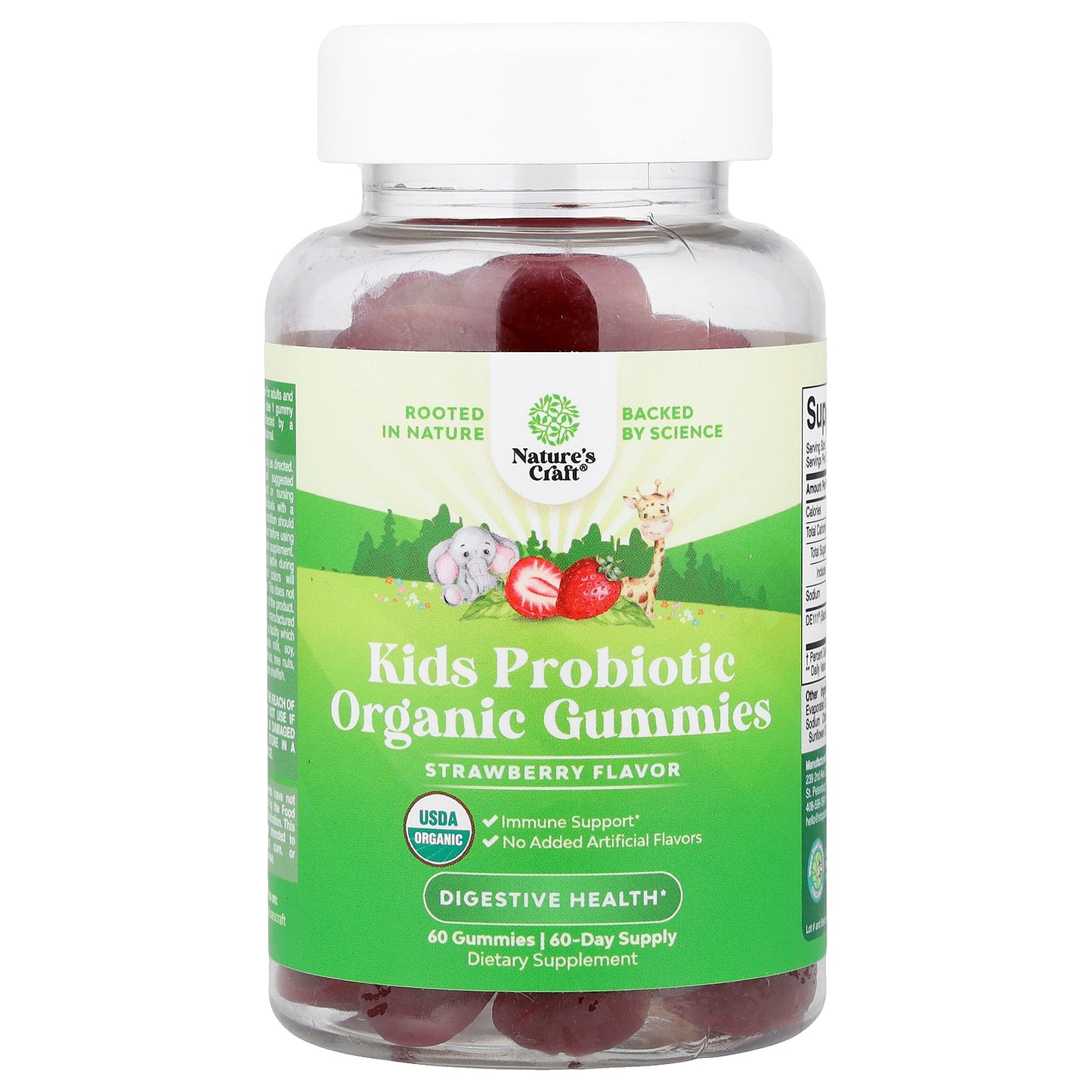 Nature's Craft, Kids Probiotic Organic Gummies, Strawberry, 60 Gummies