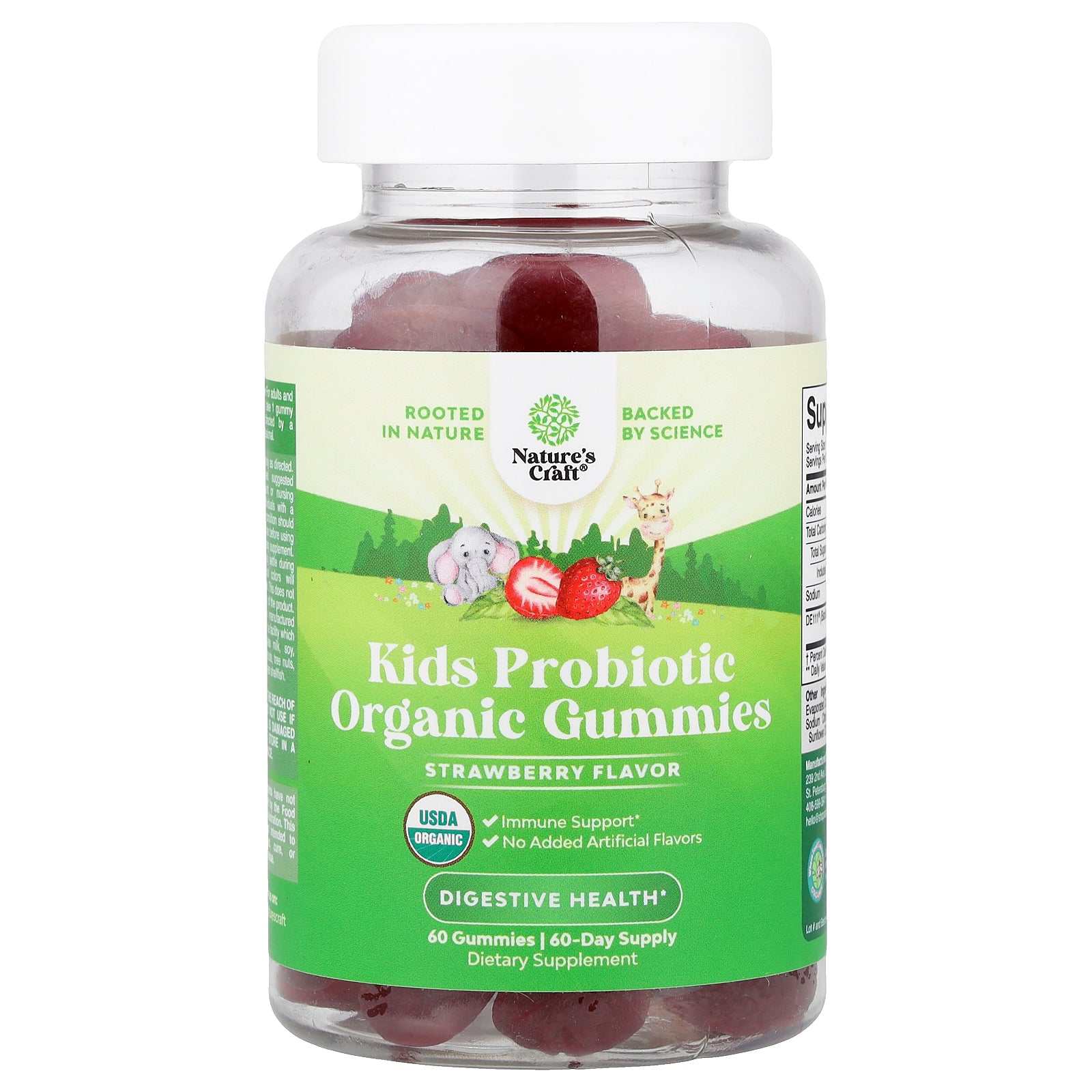 Nature's Craft, Kids Probiotic Organic Gummies, Strawberry, 60 Gummies