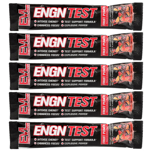 EVLution Nutrition, ENGN® Test, Fruit Punch, 5 Packets, 0.34 oz (9.5 g) Each