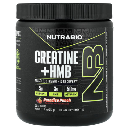 NutraBio, Creatine + HMB, Paradise Punch, 11.4 oz (313 g)
