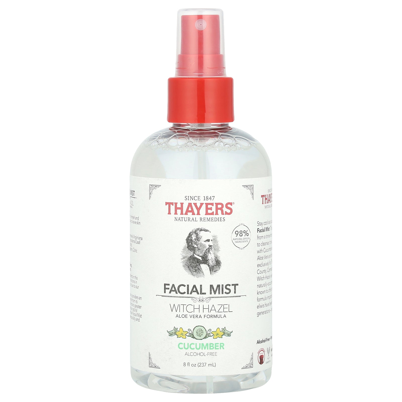 Thayers, Witch Hazel Facial Mist, Alcohol-Free, Cucumber, 8 fl oz (237 ml)