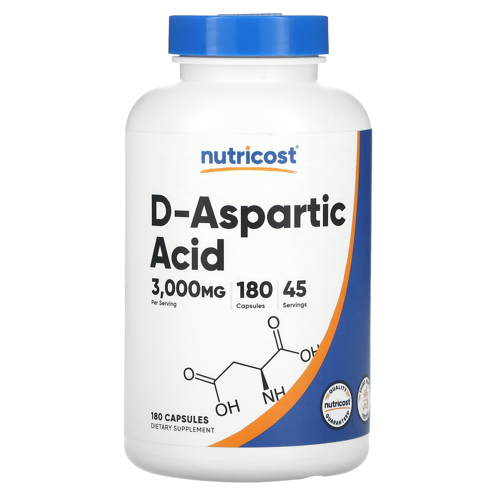Nutricost, D-Aspartic Acid, 3,000 mg , 180 Capsules (750 mg per Capsule)