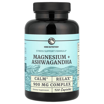 Nobi Nutrition, Magnesium + Ashwagandha, 120 Capsules