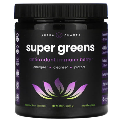 NutraChamps, Super Greens, Antioxidant Immune Berry, Natural Berry, 8.94 oz (253.5 g)