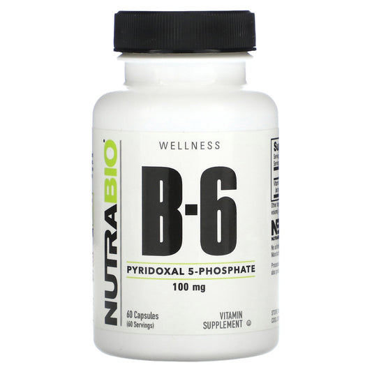 NutraBio, B-6, 100 mg, 60 Capsules