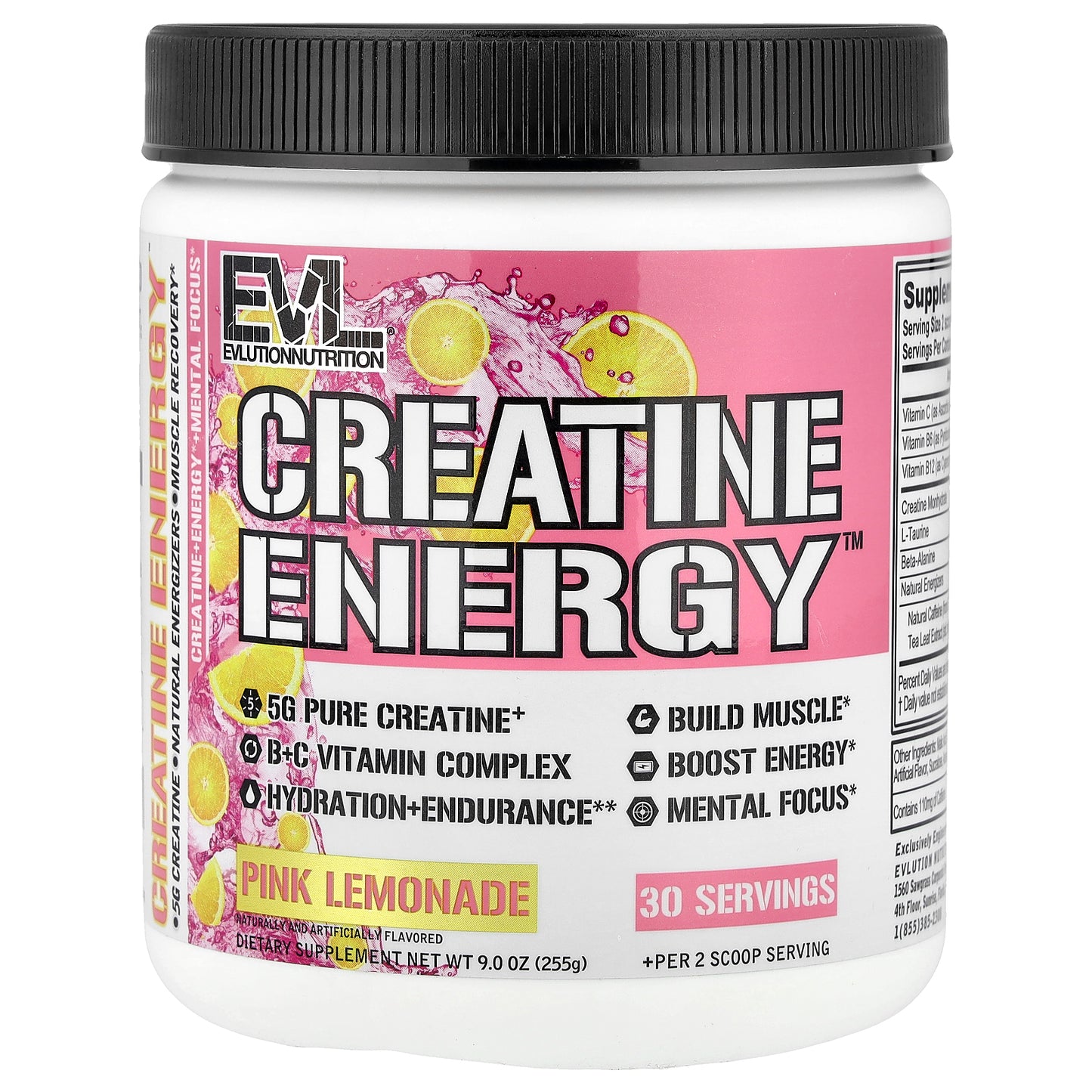 EVLution Nutrition, Creatine Energy™, Pink Lemonade, 9 oz (225 g)