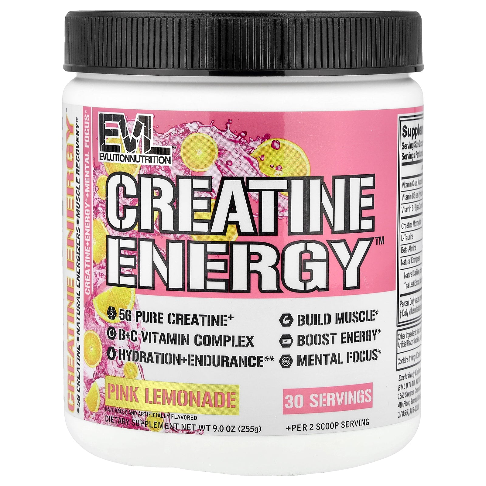 EVLution Nutrition, Creatine Energy™, Pink Lemonade, 9 oz (225 g)