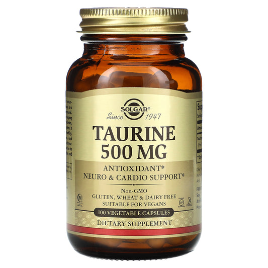 Solgar, Taurine, 500 mg, 100 Vegetable Capsules