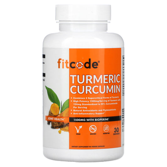 fitcode, Turmeric Curcumin, 1,500 mg, 90 Veggie Capsules (500 mg per Capsule)